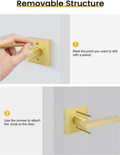 Vista 8 de Goldenwarm Manijas de puerta ficticias de oro cepillado, puertas sin giro 2