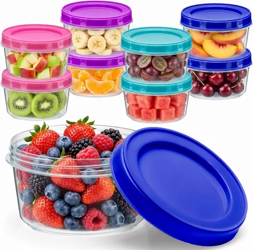 Vista 9 de DecorRack Contenedores de almacenamiento de alimentos de 7 onzas, multiusos, tapas de rosca (paquete de 12)