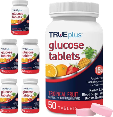 Vista 26 de TRUEplus® Tabletas de glucosa, sabor surtido (uva, frambuesa, naranja), botella de 50 unidades (1)