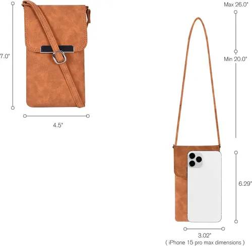 Vista 4 de Bolsos cruzados pequeños de cuero real para teléfono celular para mujer, bolso bandolera con soporte para tarjeta de crédito, bolso de hombro