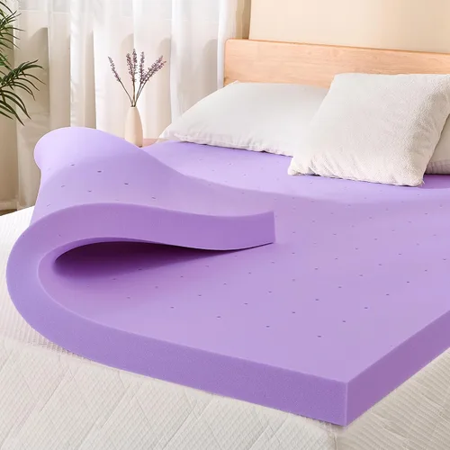 Vista 10 de EGOHOME Cubrecolchón de espuma viscoelástica individual de 2 pulgadas, con infusión de gel refrescante Azul