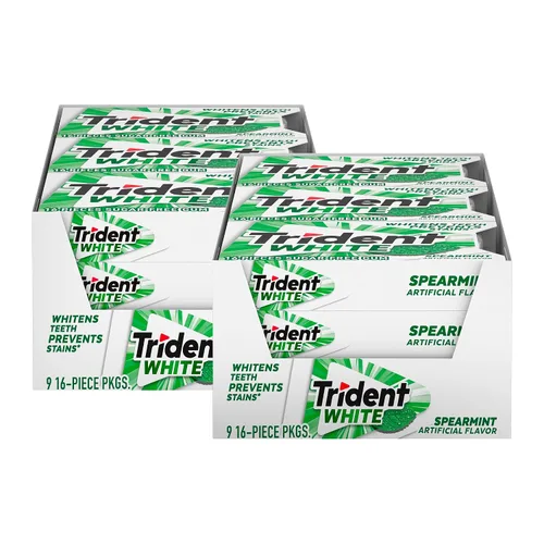 Vista 11 de Chicle Trident White de menta piperita sin azúcar, 9 paquetes de 16 piezas (144 piezas en total)
