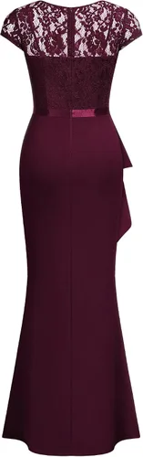 Vista 4 de MISSMAY Vestido largo formal de noche con cuello en V para mujer