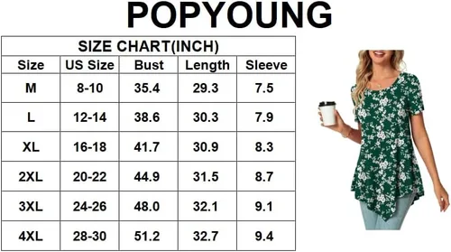 Vista 5 de POPYOUNG Blusa casual de verano para mujer, de manga corta, para primavera
