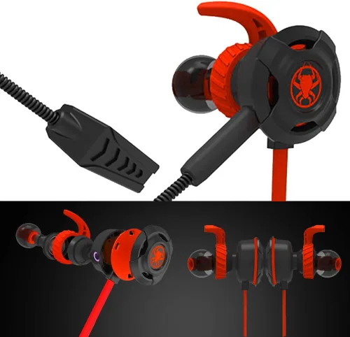 Vista 2 de maxin Auriculares E-Sport con cable con micrófono ajustable para PS4, computadora portátil, teléfono celular, etc. Auriculares con cable de 0.138in