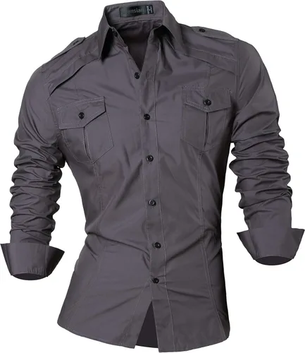 Vista 109 de jeansian - Camisas de manga larga de ajuste entallado para hombre (8397), con botones, informales y de vestir.