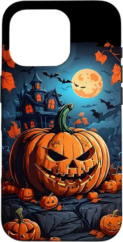 Vista 19 de iPhone 11 Pro Max - Funda para disfraz de Halloween con diseño de calabaza tallada espeluznante