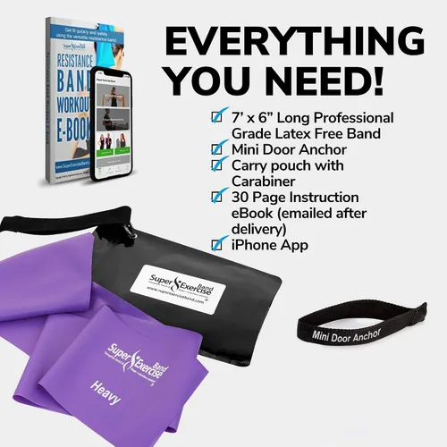 Vista 2 de Resistance Bands for Working Out 7Ft Long Resistance Bands Super Exercise Bands with Carry Pouch and Door Anchor I Latex Free Workout Bands