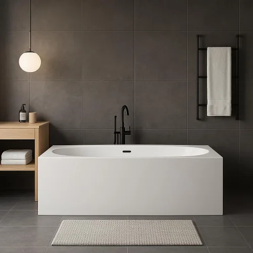 Vista 2 de Carver Tubs - Aphrodite 67 "- Bañera independiente moderna con masaje de aire calentado con chorro - Forma rectangular ovalada característica amplia