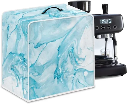 Vista 46 de Funda para cafetera, poliéster, azul, se adapta a la mayoría de máquinas de café estándar, protector resistente al polvo, huellas dactilares
