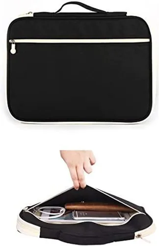 Vista 8 de JAKAGO - Carpeta de viaje A4 multifuncional con organizador de documentos con cremallera para suministros de oficina (Negro)
