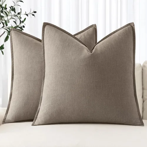 Vista 16 de MIULEE - Juego de 2 fundas de almohada decorativas de lino, estilo bohemio, rústico, neutral, para sofá, cama, 16 x 16 pulgadas, color marrón