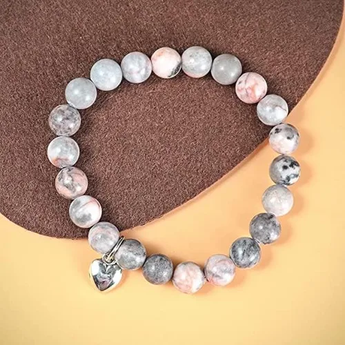 Vista 3 de tenghong2021 Pulsera curativa de amatista con corazón de piedra natural, Life is Tough But So Are You, pulsera inspiradora, regalos de amor