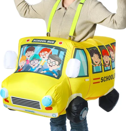 Vista 7 de Simgoing - Disfraz inflable de autobús escolar de 31.5 pulgadas para niños