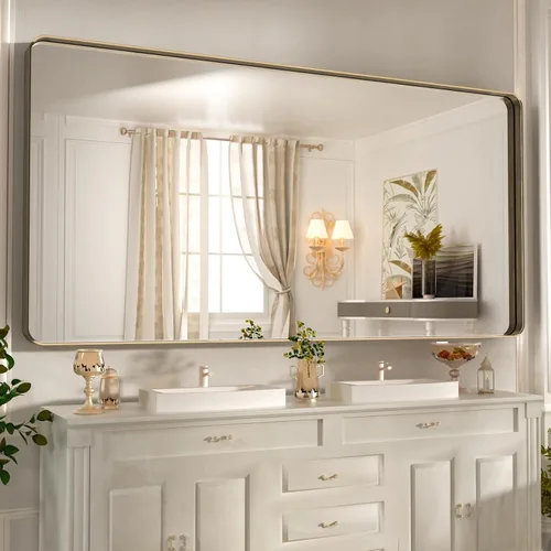 Vista 102 de WEER - Espejo de baño con luces LED, 50x70cm, espejo de tocador montado en la pared, 3 colores regulables, almohadilla antiempañante retroiluminada
