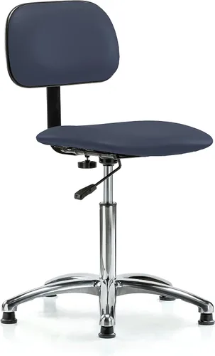 Vista 99 de Perch - Silla de laboratorio cromada con respaldo ajustable, altura del escritorio de 17 a 22 pulgadas, tela negra