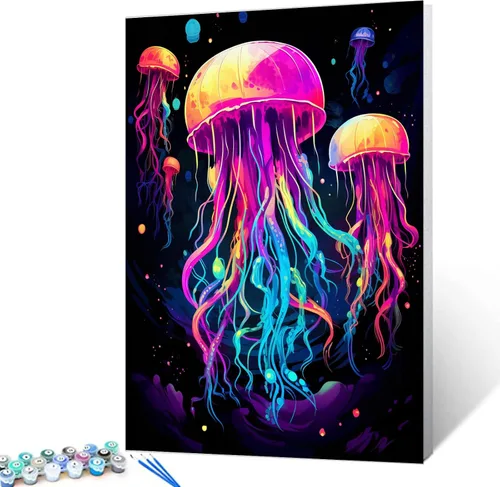Vista 27 de Tucocoo Kit de pintura por números de lobo colorido, lienzo de 16 x 20 pulgadas, pintura al óleo digital para adultos con pinceles y pigmento Obras