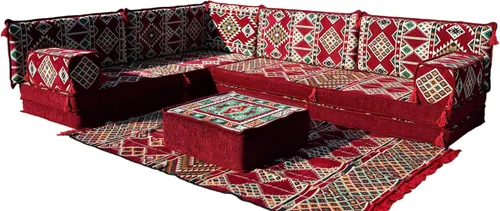 Vista 17 de arabicsofa Juego de sofás árabes tradicionales en forma de L - Sofás seccionales marroquíes - Asientos Majlis orientales para sala de estar