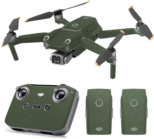 Vista 45 de SopiGuard Skin for DJI Mavic Air 2s Juego completo de calcomanías de vinilo de precisión + controlador + 3 fundas de batería (3M negro carbón)