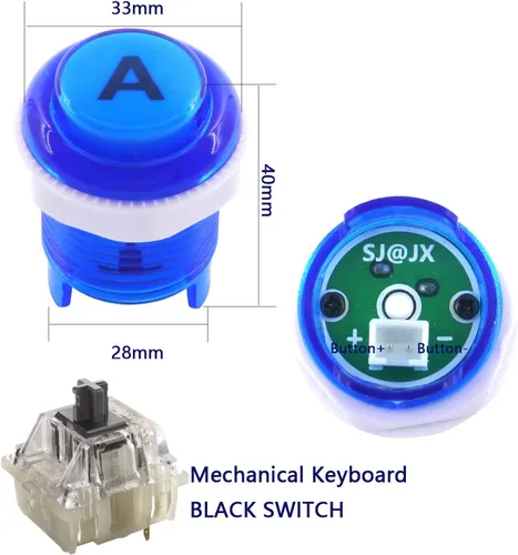 Vista 5 de Controlador de juego Arcade USB Encoder 2 Jugador Gamepad Cherry MX Microswitch Botón 8way Joystick para Nintendo Switch PC PS3 Retropie Raspberry
