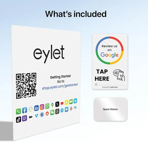 Vista 5 de Tarjeta de revisión de Google v3 de eylet Sin suscripción, grifos NFC más rápidos y código QR para compartir instantáneamente el enlace