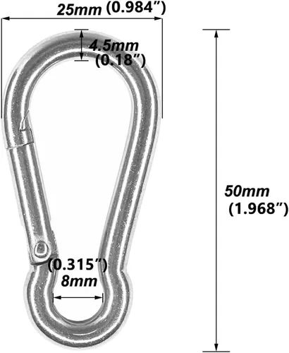 Vista 3 de 8 ganchos de ojo de acero inoxidable 304 de 1.8 pulgadas y 8 ganchos de acero inoxidable 304, gancho de techo de tornillo, accesorios de vela