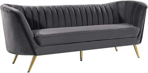 Vista 9 de Meridian Furniture Colección Margo Modern Sofá tapizado de terciopelo contemporáneo con acolchado de canal profundo y patas de acero inoxidable