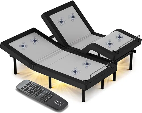 Vista 9 de Clara Clark Marco de cama ajustable, marco de cama de masaje ajustable, base de cama ajustable para masaje de cabeza y pies, control remoto