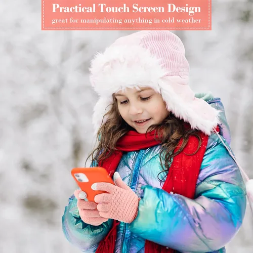 Vista 4 de 4 pares de guantes de punto para pantalla táctil de invierno para niños