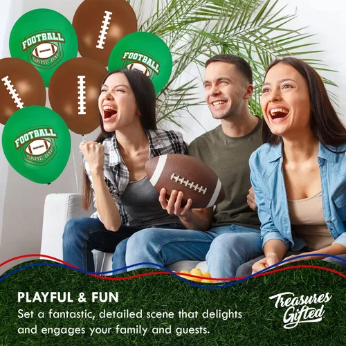 Vista 4 de Treasures Gifted Globos de fútbol – Paquete de 12 globos de helio de fútbol de 12 pulgadas – Decoraciones de fútbol – Suministros para fiestas