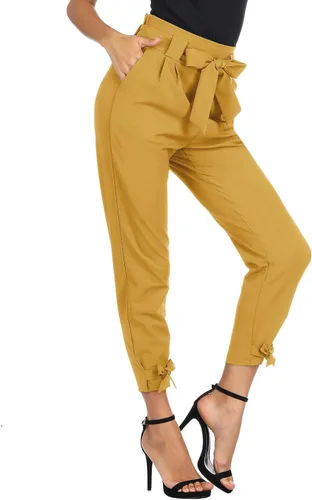 Vista 2 de GRACE KARIN - Pantalón deportivo tipo lápiz para mujer, diseño informal de tiro alto para trabajo, con lazo y bolsillos