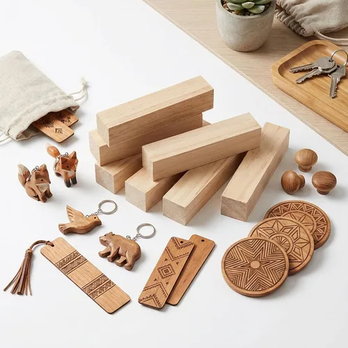 Vista 4 de MUXGOA 12 bloques de madera para tallar, bloques de corte sin terminar de 4 x 1 x 1 pulgadas, cubos de madera rectangulares para hacer manualidades