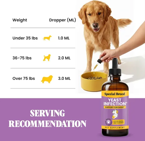 Vista 6 de Alivio natural de la infección por levaduras para perros – Tratamiento de picazón en la piel y los oídos, apoya la alergia y la salud inmunológica