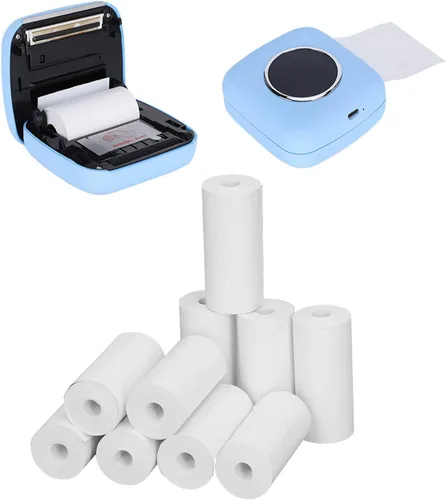 Vista 3 de Rollos de papel térmico, 2.24 x 0.98 pulgadas, blanco, paquete de 10, para impresoras pequeñas