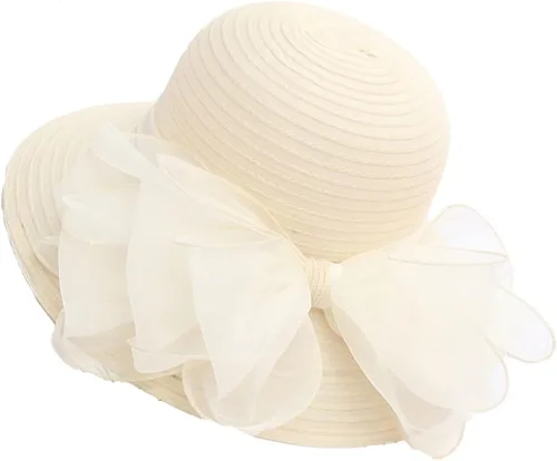 Vista 4 de seven wolves Sombrero de sombrero de iglesia Derby para mujer, sombrero de ala ancha para el sol beige B
