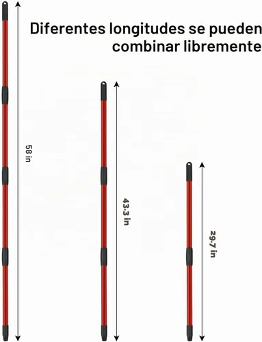 Vista 3 de Repuestos de mango de trapeador giratorio para trapeador Oceda de 4 secciones, mango de repuesto compatible con repuestos de trapeador giratorio