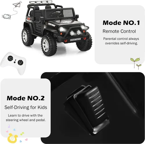 Vista 2 de Costzon - Camioneta de paseo para niños de 2 plazas, vehículo eléctrico con batería de 12 V con control remoto, 2 velocidades, suspensión