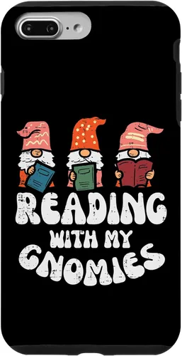 Vista 9 de Funda para iPhone 15 Reading With My Gnomies Funny Gnomes Book Lover Bookworm