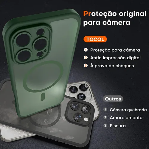 Vista 728 de TOCOL Funda para iPhone 11, compatible con Magsafe, protección completa de cámara, imanes integrados, protección contra caídas, funda translúcida