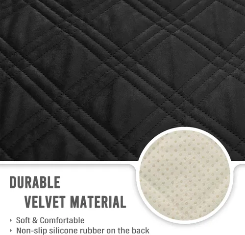 Vista 2 de BOCTOPUG Funda de terciopelo para silla reclinable, impermeable, reversible, resistente al agua, para perros y mascotas (negro, 30 pulgadas)