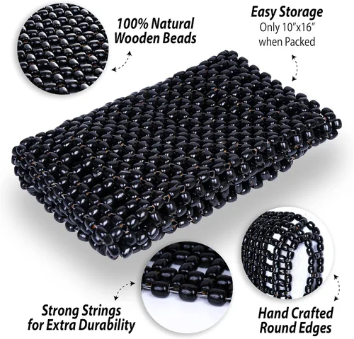 Vista 5 de ZONETECH Royal - Funda de asiento con cuentas de madera natural y funda de asiento cómoda con cuentas de madera negra