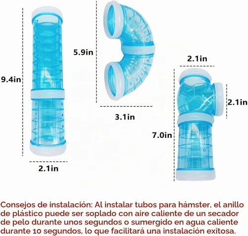 Vista 2 de 8 piezas de tubo de túnel de hámster DIY surtido de juguete transparente de aventura tubo de juego juego de ejercicios para ratón, hámster sirio
