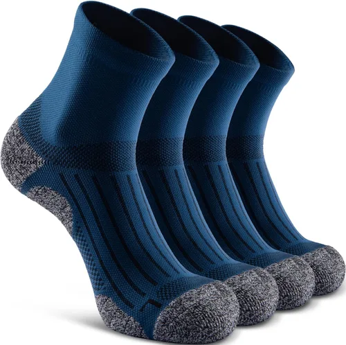 Vista 13 de Calcetines de compresión de cuarto para hombres y mujeres, calcetines acolchados para correr y senderismo Negro (4 pares)