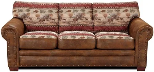 Vista 10 de American Furniture Classics Sierra Sillón de cabaña., Cuero Madera Microfibra Tapiz Alpine Lodge