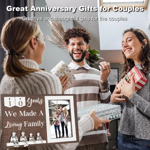 Vista 6 de Idea de aniversario de boda para esposa, regalos para todos los aniversarios, regalo de lata de 10 años para parejas, él, su marido, esculturas