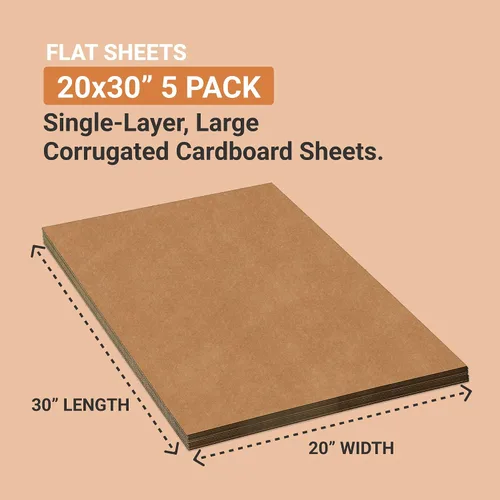 Vista 2 de AVIDITI Hojas de cartón corrugado de 20" x 30" (paquete de 5) Tablero de cartón grande para separación de capas, embalaje, envío por correo, envío
