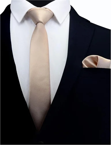 Vista 2 de GUSLESON Conjunto de corbata y pañuelo delgado de 2.4 pulgadas para hombres