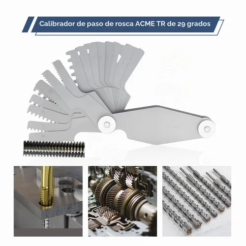 Vista 5 de 29 Grados Acme Tornillo Pitch Gauge Stainless T-Thread Juego de herramientas de corte 16pcs