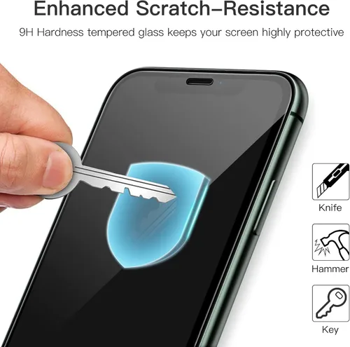 Vista 4 de JETech Protector de pantalla de cobertura completa para iPhone 11 Pro Max/iPhone XS Max de 6.5 pulgadas, borde negro, película de vidrio templado