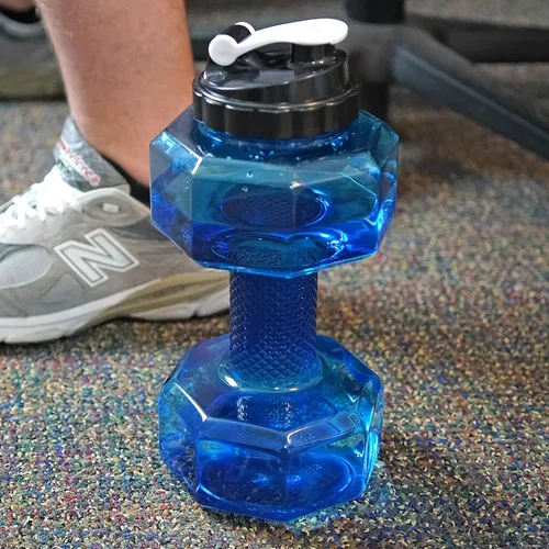 Vista 4 de Southern Homewares Botella de agua con forma de mancuernas de 2.2 L, para ejercicio, gimnasio, fitness, deportes, entrenamiento, portátil, Azul